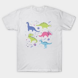 Space Dinosaurs in a Purple Sky T-Shirt